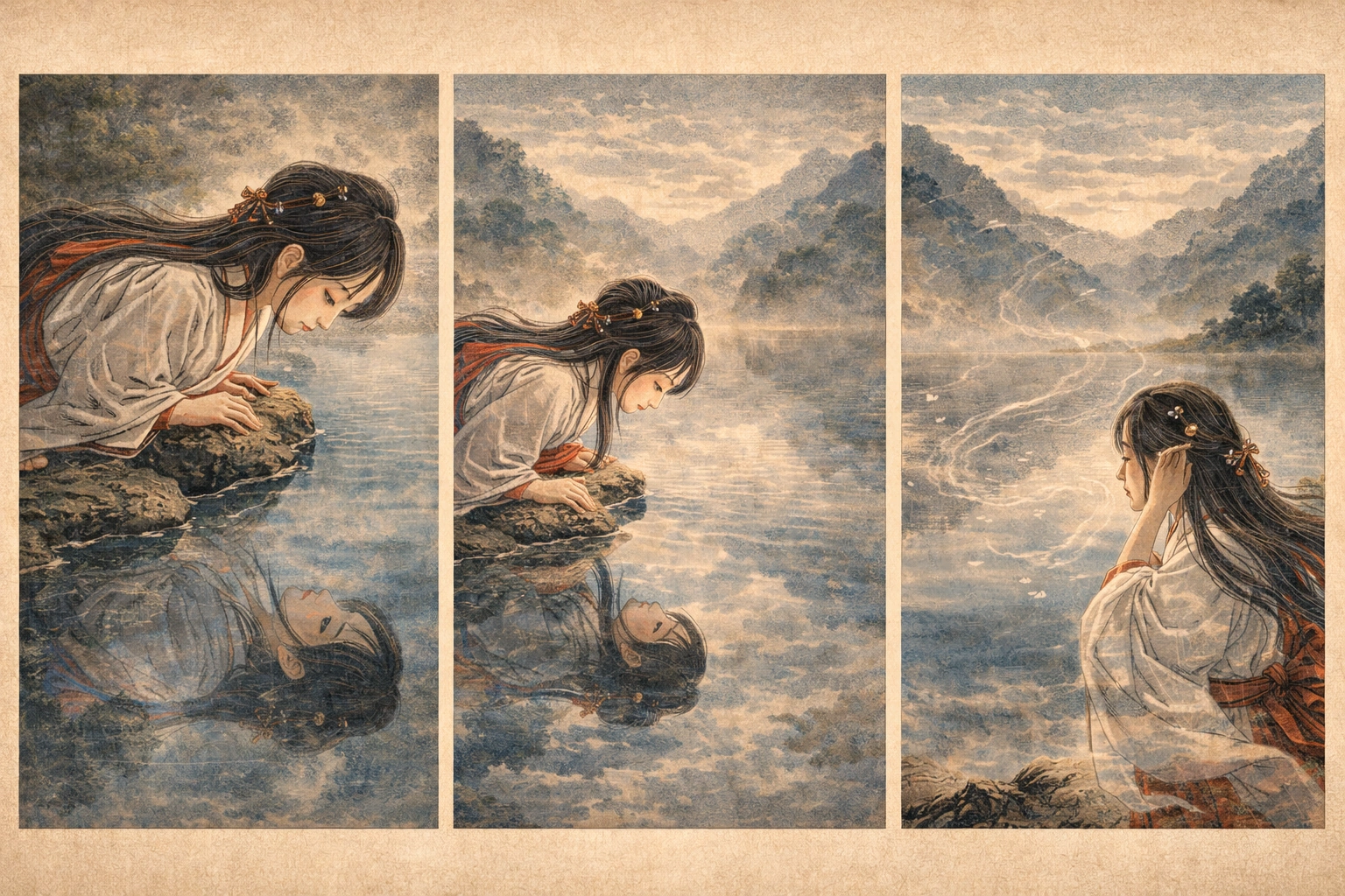 神聖な風と湖の反映
